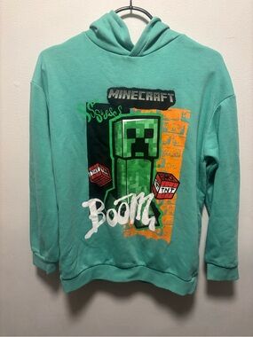 Minecraft Teal Hooded Sweatshirt with Creeper Graphic